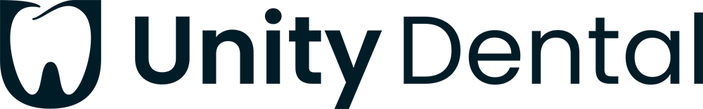 The image shows a logo with the text  Unity Dental  and the tagline  Your dental care partner.